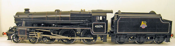 Example of a BR early crest Black Five finished in our own workshops. (Short Firebox with rivetted tender.)