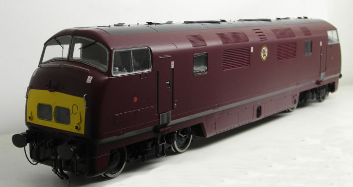 Preproduction test sample of the forthcoming Warship in BR Maroon with small yellow panels