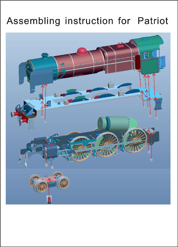 Here is a CAD image of the assembly inctrsuction for customers who may wish to take the locomotive apart.